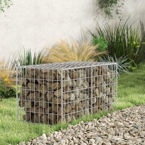 Monucep Lot de 3 gabions - 100 x 50 x 50 cm - En métal galvanisé - Pour mur, jardin, panier métallique - Avec maille de 5 x 10 cm - Fil de 4 mm d'épaisseur