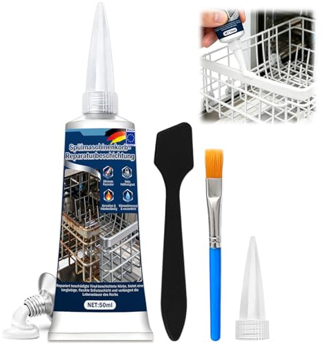 Spülmaschinenkorb Rost Reparatur,Flüssiggummi für Spülmaschinenkorb,Geschirrspüler-Korb Reparatur Gummi,Wasserfest,Reparatur von Geschirrspülerkorboberflächen,50ML (Weiß, Extra breit)
