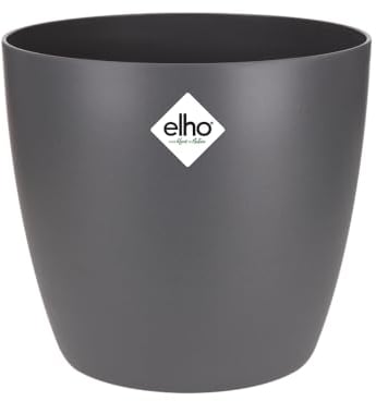 Elho Brussels Round 18 - Vaso per Interno - Ø 18.3 x H 16.8 cm - Nero/Anthracite