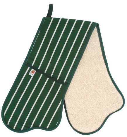 Butchers Stripe Green Double Oven Glove