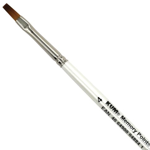 KUM - Aquarellpinsel Memory Point Flach Größe 4 | Malpinsel für Künstler, Künstlerbedarf für Aquarellmalerei und Watercolor