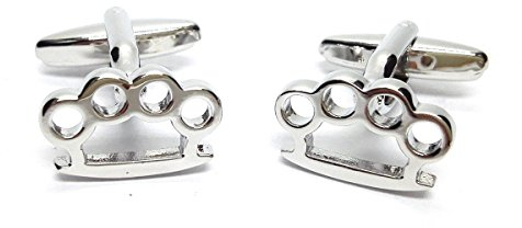 Rhodium Plated Knuckle Duster Cufflinks Presented in a Box