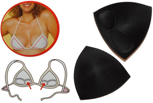 alles-meine.de GmbH 2 er Set - Push Up Effekt: BH Einlagen - aus Baumwolle - Triangel Bikini - in Schwarz - Größe L