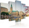decomonkey Bilder Stadt 225x112.5 cm XXL 5 Teilig Leinwandbilder Bild auf Leinwand Wandbild Kunstdruck Wanddeko Wand Wohnzimmer Wanddekoration Deko City Architektur