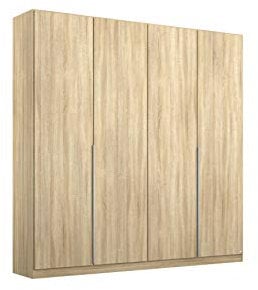 Rauch Möbel Alabama Schrank Kleiderschrank Drehtürenschrank Eiche Sonoma, Holz 4-türig inklusive Zubehörpaket Classic 2 Kleiderstangen, 7 Einlegeböden BxHxT 181x229x54 cm