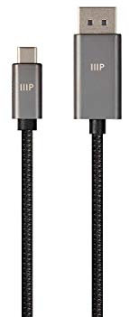 Monoprice Bidirectional USB Type-C to DisplayPort 1.4 Cable - 4K@60Hz, Easy Plug and Play, Nylon-Braided Jacket, 6 Feet, Black