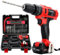 TEENO 21V Cordless Drill Driver Set 21V,Hammer Drill with 2 Lithium-Ion Batteries 1500mAh with Kitbox,18+3 Torque,32N.m Max,25 PCS Bits 2 Speed,LED Light, for Home Garden DIY.