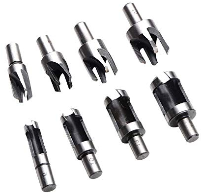 Wood Plug Cutter Set,8 Pcs Round Shank Carbon Steel Claw & Tapered Drill Bits Set Claw Cork Drill Hole Saw Tool HSS Tenon Drill Bit Cutter for Woodworking 6mm/10mm/13mm/16mm