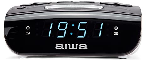 Aiwa CR-15: Radio Reloj Despertador, Pequeño, con función Snooze & Sleep, Despertador por Radio o Alarma