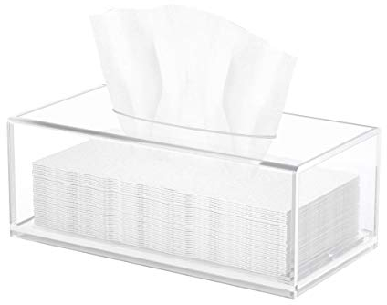 HIIMIEI Kosmetiktücherbox, 25.0×13.0×9.0 cm Acryl Tücherbox | Tissue Box mit Magnetabdeckung für Esszimmer Badezimmer Schlafzimmer Auto Büro - Acryl Transparent