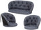 PillowPrim Kissen für Rattangarnitur, Bankkissen, Bankauflagen Kissenset Freizzeit Kissen Polster Sommerbänke Set 2 Sesselpolster + Bank Navy Blau