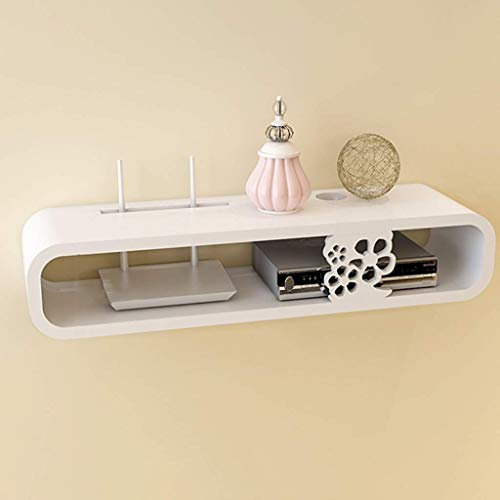 schwimmendes Regal Schwimmendes Regal Wand-TV-Schrank Regal TV-Konsole Router Regal DVD Set-Top-Box Telefon-Aufbewahrungsregal Hängende Box (Farbe: Weiß (Tiefe: 20 cm))