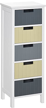 HOMCOM Storage Tower, Dresser Chest of Drawers, Wood Top, Organizer Unit for Closets Bedroom Nursery Room Hallway