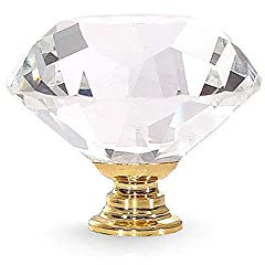 TopHomer 16Pcs 25Mm Clear Crystal Cabinet Knobs Glass Diamond Cut Shape Cupboard Drawer Pull Handle with Screws for Dresser Door Chest Bin Wardrobe Kitchen Bathroom Home