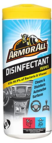 Armor All, 24 Disinfectant Wipes, Citrus Scent, Cleans and Disinfects All Car Surfaces In One Step, Kills 99.99% of Bateria and Virus, Freshness Lock, Ideal for Car & Motorcycle Detailing