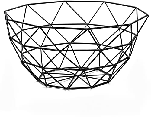 HOMQUEN Cesta De Frutas, Frutero, Cesta De Frutas De Alambre Metálico Para Cocina, Frutero Para Mostrador De Cocina, Cesta Para Frutas, Verduras, Pan, Aperitivos (Cuadrado Alto, Negro)
