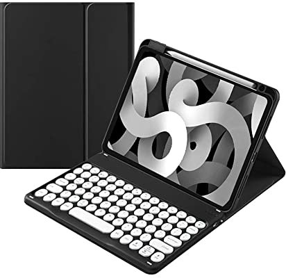 kaitesi Keyboard Case Compatible with iPad Mini A17 Pro/iPad Mini 6th Generation Keyboard Case Round Button Detachable BT Color Keyboard Cover (Black)