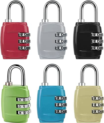 QINGHEC Lot de 6 Cadenas à Combinaison,Petit Cadenas à Code 3 Chiffres,Cadenas Code Exterieur Antirouille,Cadenas à Combinaison pour Valises Casiers à Dos