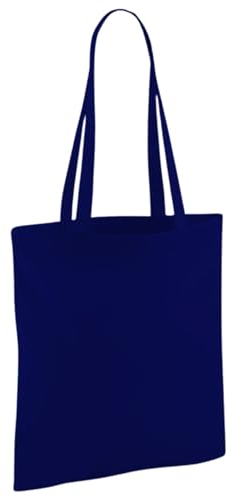 Wonky Line Borsa tote in cotone di alta qualità, borsa per la spesa ecologica, 100% tela di cotone, borsa riutilizzabile per la spesa, manico lungo extra forte (Blu navy)
