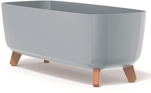 Blumentopf Blumenkübel mit Füßen Pflanzkübel mit Pflanzeinsatz Beine Pflanzschale Matt Gracia Case Übertopf (Grau, 58cm)