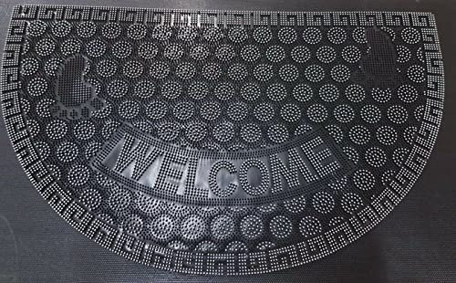 Householdfurnishing Luxury Heavy Duty Rubber Doormats Welcome Mat Outdoor Front Door Mat Halfmoon (Black Silver, Half Moon 45 x 75 cm)