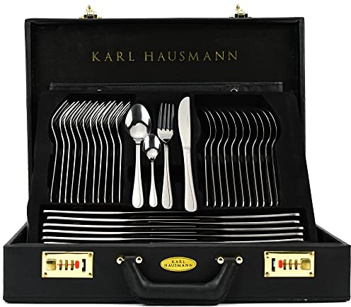 Set di posate 72 pezzi, 12 personen, in acciaio inox, con valigetta con posate da tavola e paletta per torte, lavabile in lavastoviglie, Silverware