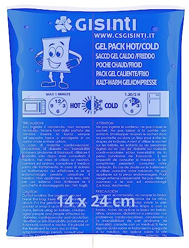 Gisinti Kit hielo gel reutilizable caliente frío Made in Italy bolsa congelador y microondas 1 unidad 14 x 24 cm