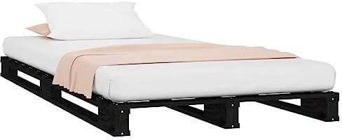 vidaXL Palettenbett Schwarz 100x200 cm Massivholz Kiefer