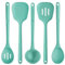 U-Taste Extra Long Silicone Kitchen Utensils, 5 Pcs 315℃ Heat Resistant Food Grade Cooking Tools Non-Stick Silicone Spatula Turner Spoon Set for Mixing Serving Frying Stirring Draining (Aqua Sky)