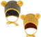 LACOFIA Neugeborene Baby Jungen Mädchen Mütze Kleinkind Weiche Baumwolle Beanie Hut Baby Earflap Winddicht Bär Mütze 2 Stücke Gelber Streifen+Kaffee Streifen 0-9 Monate S
