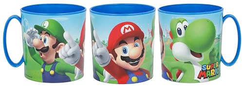 CARTOON Tazza in plastica riutilizzabile Super Mario adatta al microonde BPA Free capacità 350 ml tazza per bambini