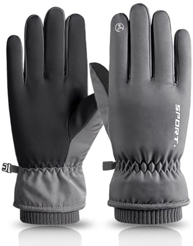 KXF Superwarme, wasserdichte Handschuhe für Herren und Damen, Winter, thermisch, winddicht, Thcik Samtfutter, Fahrradhandschuhe, Strickmanschette, Touchscreen-Handschuhe, Anti-Rutsch-Laufhandschuhe