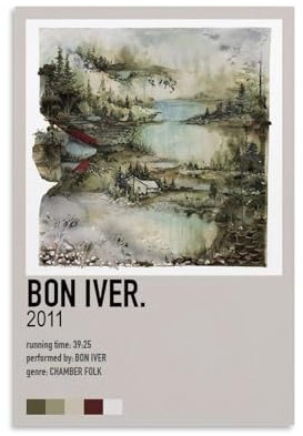 EKoKim Bon Iver Poster, dekoratives Gemälde, Leinwand, Wandposter und Kunstdruck, modernes Familienschlafzimmer-Dekor-Poster, 20 x 30 cm