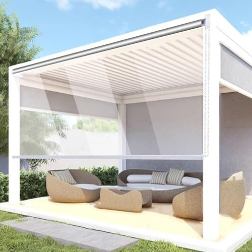 Klare Wasserdichte Rollos,Rollo Jalousie Transparent Außen Pvc,Innen Outdoor Fenstervorhänge,Verdunkelungsrollo für Tür Terrasse Badezimmer Trennwand,Durchsichtige Rollläden,W×H-170×260cm/66.9×102.4in