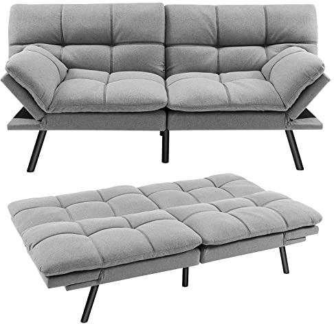 COSTWAY Klappbares Schlafsofa, Sofa mit Schlaffunktion, umwandelbares Schlafcouch mit Verstellbarer Rückenlehne, Bettsofa mit großer Liegefläche von 182 x 106,5 cm für Wohnzimmer