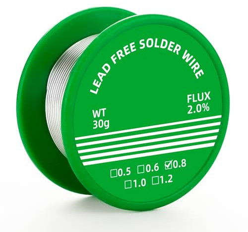 Latta per saldatura (filo saldato), 0,8 mm, senza piombo, Sn99,3 Cu0,7, saldatore senza piombo con rosin Core (30 G (Lead-Free Solder)