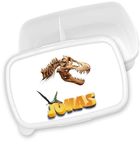 timalo® Brotdose Kinder personalisiert mit Namen | Bento Lunchbox Unterteilung mit Fächern | Jungen Mädchen Kindergarten Schule Geschenk | 6 - Dino
