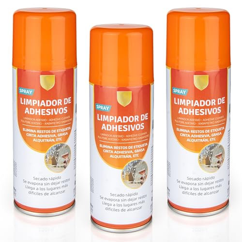 BESCH Spray Limpia Adhesivos 200 ml para Eliminación de Etiquetas - Limpiador de Pegamentos Multisuperficie (Botes de 3)