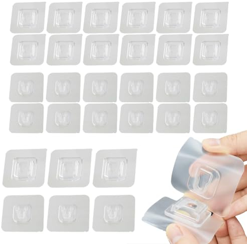 Visxcnu 15 Paar Zauberhaken Magischer Haken, Doppelseitiger Multifunktionshaken, Selbstklebende Klebehaken, Transparente Klebehaken, Wasserdicht und öldicht.Ohne Bohren, abnehmbar