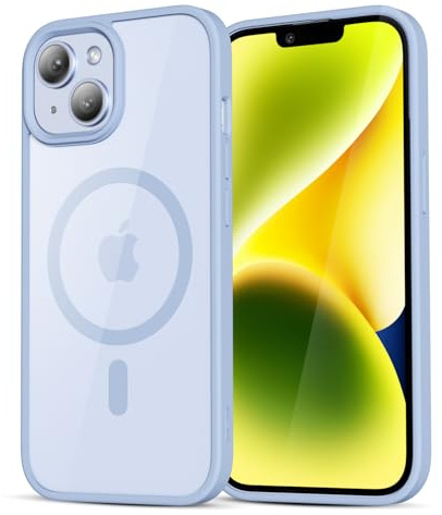 LoeoeL for iPhone 14 Case Clear Mag Safe, Ultra Thin Slim Cover Magnetic Compatible with Magsafe Phone Case for Women Men Girl, Cute Soft TPU Silicone & Transparent Hard Plastic, Light Blue