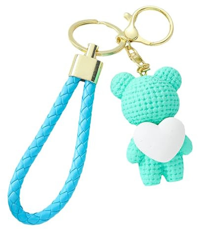 Rurunklee Porte-clés sac à dos en forme d'ours, porte-clés mignon avec motif d'ours et cœur, porte-clés pendentif, accessoires d'ours, porte-clés pour sac à dos, vert, Siehe Beschreibung