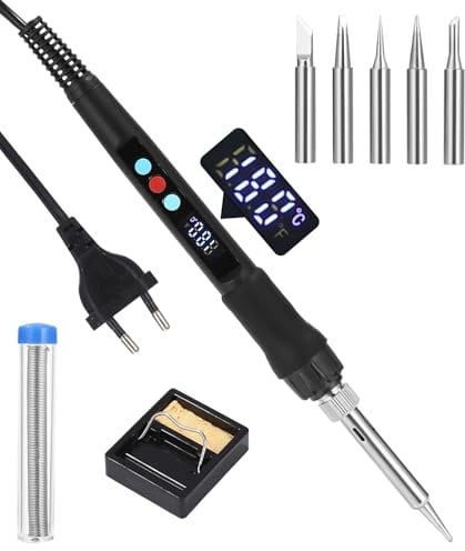Yulado Soldador de Estaño 100W Kit Profesional, Temperatura Ajustable 180℃-500℃, Precisión Con 5 Puntas, Para Uso Diverso en Reparaciones