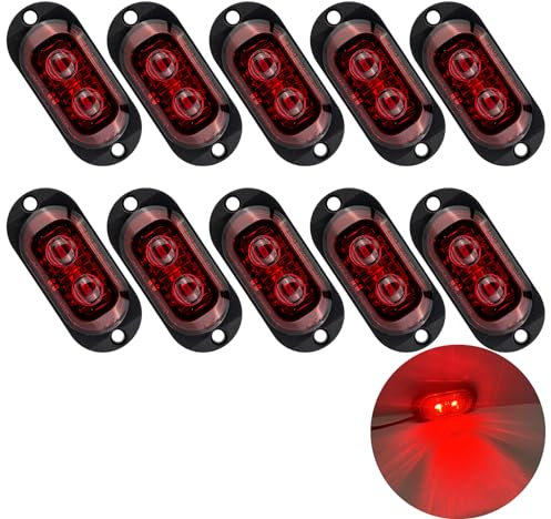 Krtopo 10X Seitenmarkierungsleuchte 12/24V Anhänger Ecke Seitenleuchte Licht für LKW Wohnwagen (Rot)