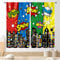 Super City Hero Vorhang, Comic-Stil, Stadtbild, Skyline, Cartoon-Fenstervorhänge für Jungen, Kinder, Teenager, Babyzimmer, Schlafzimmer, Wohnzimmer, Kinderzimmer, 2 Paneel-Sets, 140 x 160 cm
