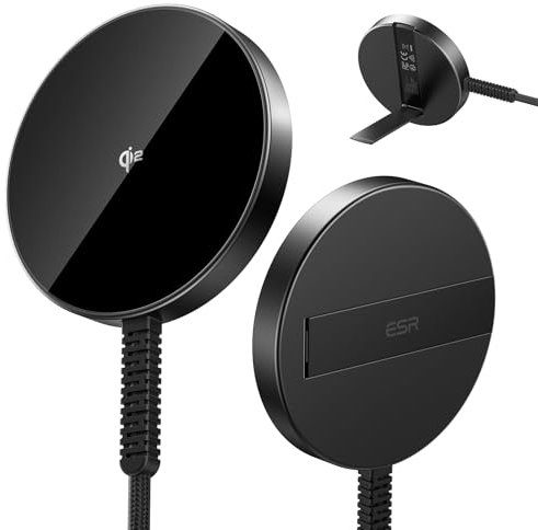 ESR Qi2 15W Magsafe Charger, Wireless Charger for Apple, Wireless Charging Pad for iPhone 16/15/14/13 Series, Airpods 4/3/2/PRO, Galaxy S25 series,Magnetic Charging Pad with A/C Cable, Black