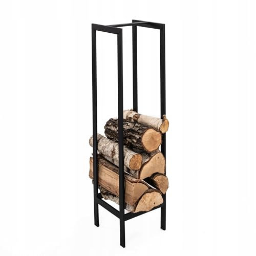 Kapaga - GESCHWEIßT ohne Verschraubung, ohne Montage - Kaminholzregal aus Metall, Schwarz 25x25x100 cm, Brennholzregal, Kaminholzhalter, Feuerholzregal, Kaminholzständer, Brennholz