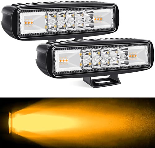 SUFEMOTEC 2 Stk 6 Zoll Offroad LED Arbeitsscheinwerfer 12V 24V,Combo Gelb LED Zusatzscheinwerfer Nebelscheinwerfer für Offroad Bagger Anhänger Traktoren LKW Boot IP67 Wasserdicht