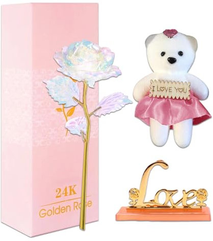 Rose Éternelle Rouge sous Cloche LED - Belle et la Bête - Cadeau Original pour Anniversaire Femme, Fête des Mères, Saint Valentin - Galaxy Rose dans un Coffret