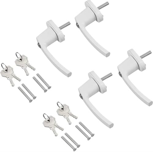 LHSJYG Manilla de Ventana 4 manijas de Ventana con Llave Universal con Cerradura y Doble acristalamiento de UPVC, manijas for Puertas de balcón