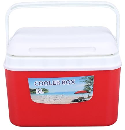Brrnoo Nevera Portátil de 5 litros, Gran Capacidad, Carcasa Rígida Aislada, Mantiene la Frescura de los Alimentos y Las Bebidas Frescas, Adecuada para Actividades Al Aire Libre, (Rojo)